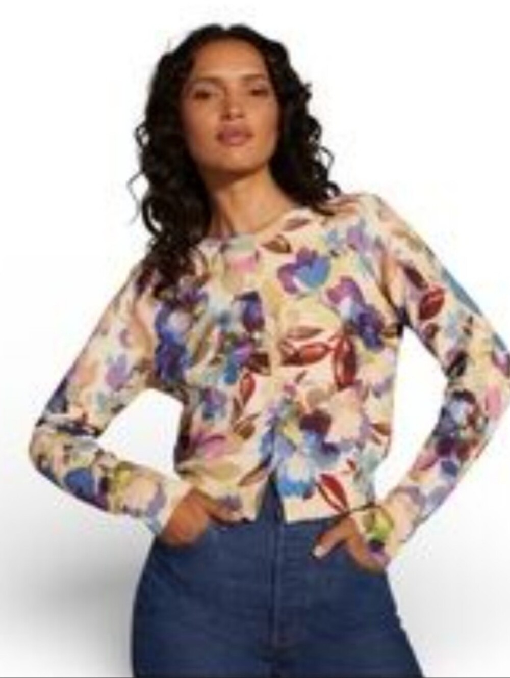 Favorite Daughter Floral Print Button-Front Cardigan Size XS